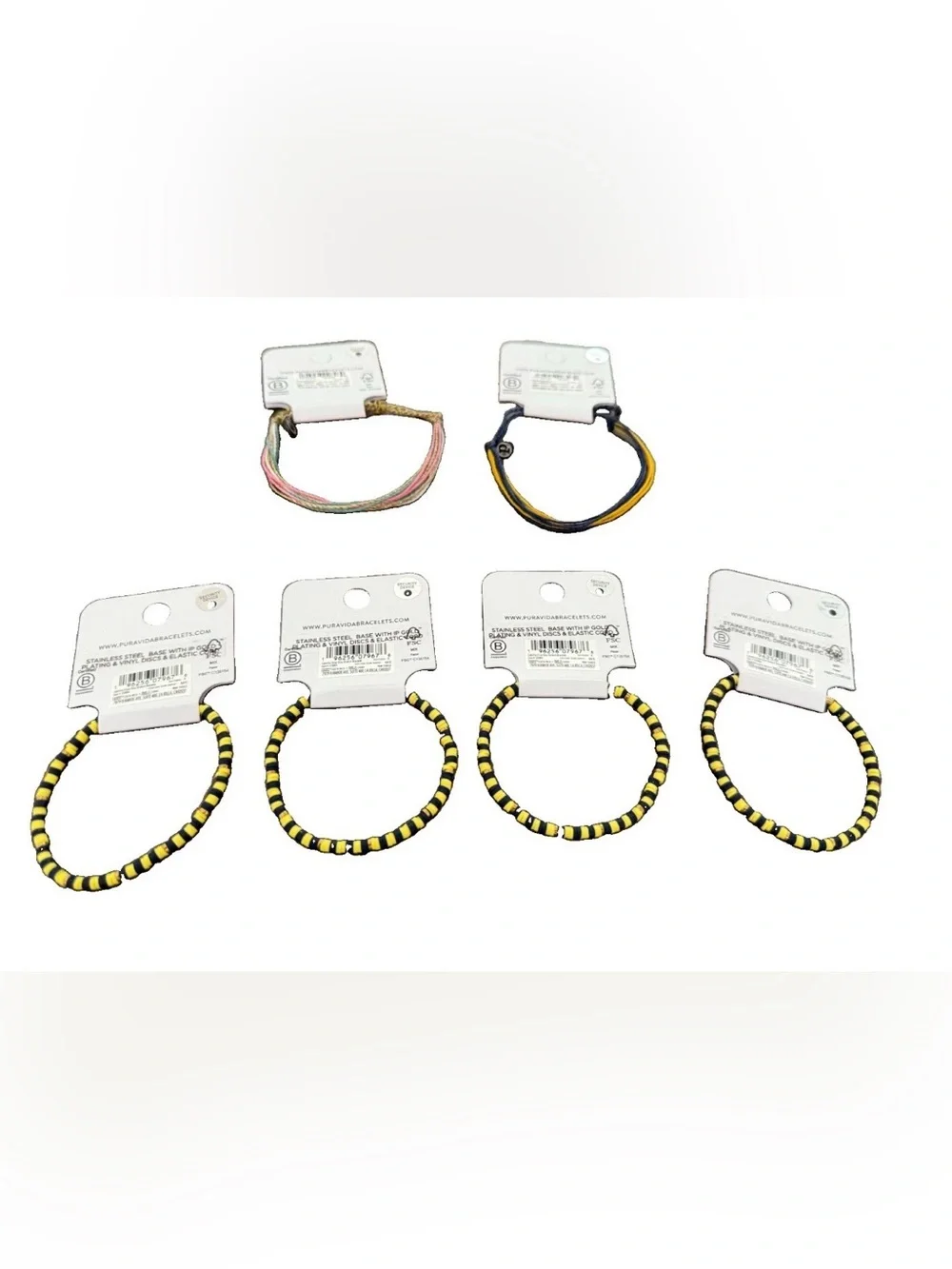 Pura Vida Bracelet Lot Bundle 6 New Waterproof Beaded Yellow Blue Pink UCLA CAL